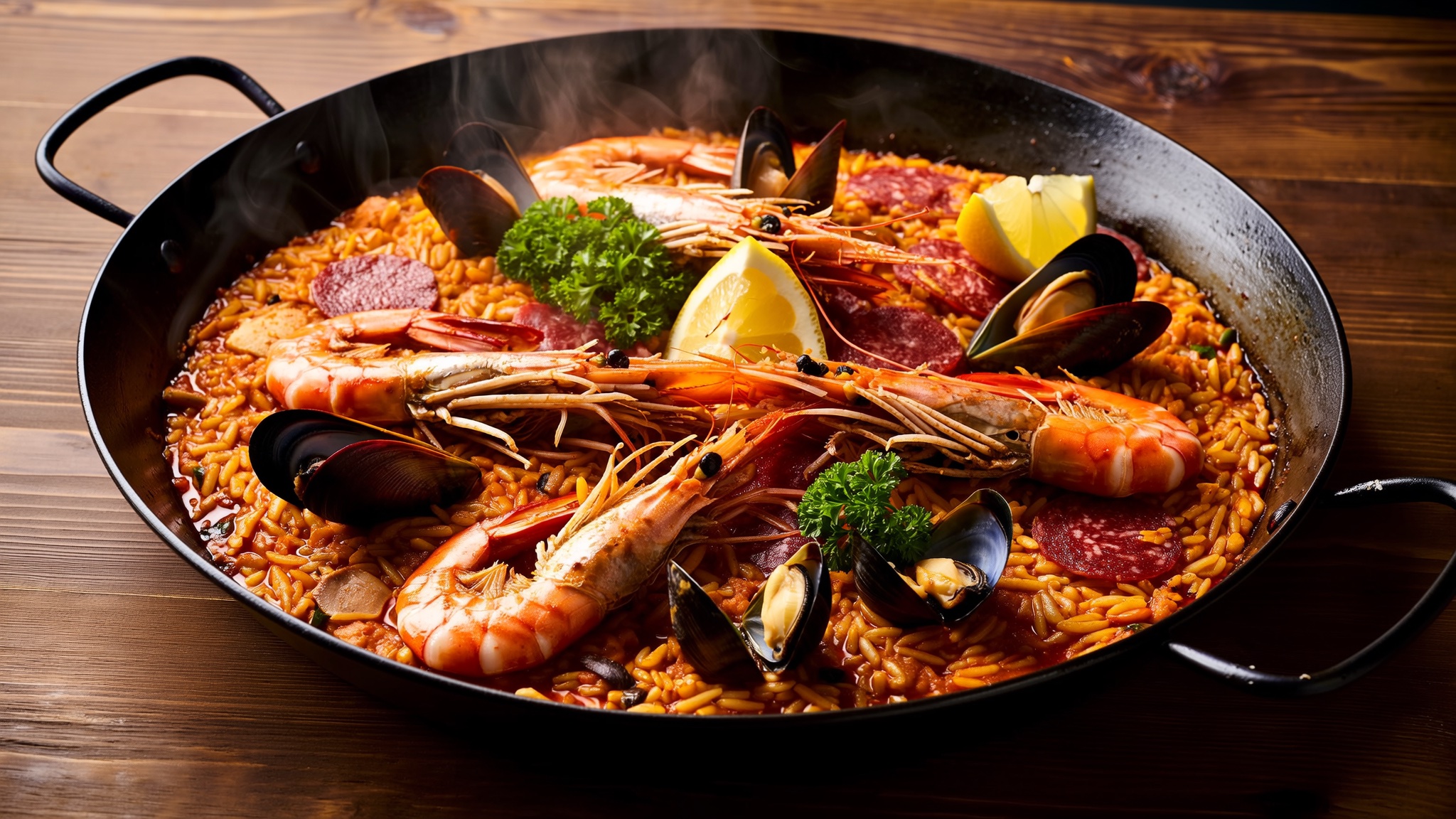 Seafood paella