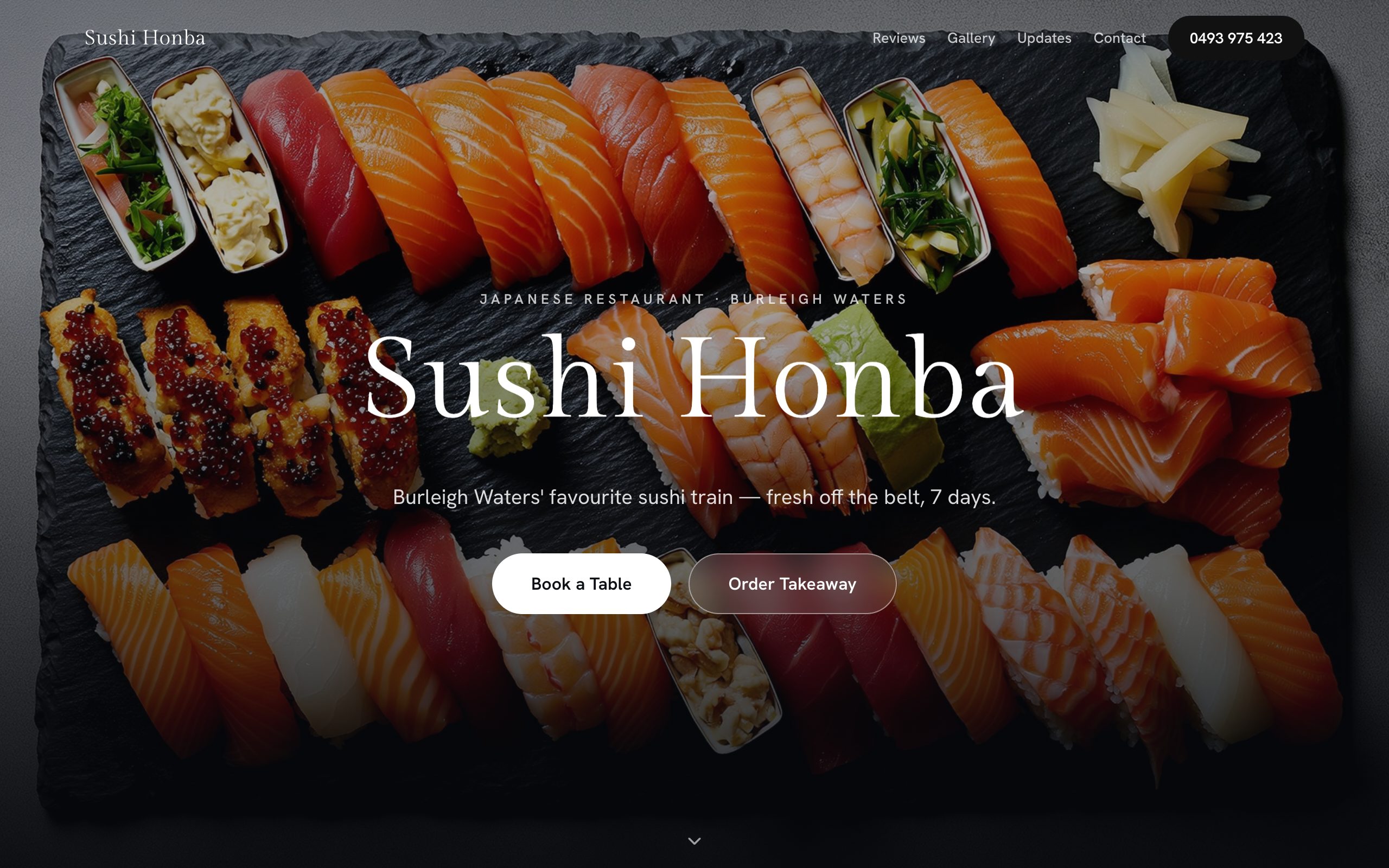 Sushi Honba — cinematic motion restaurant site