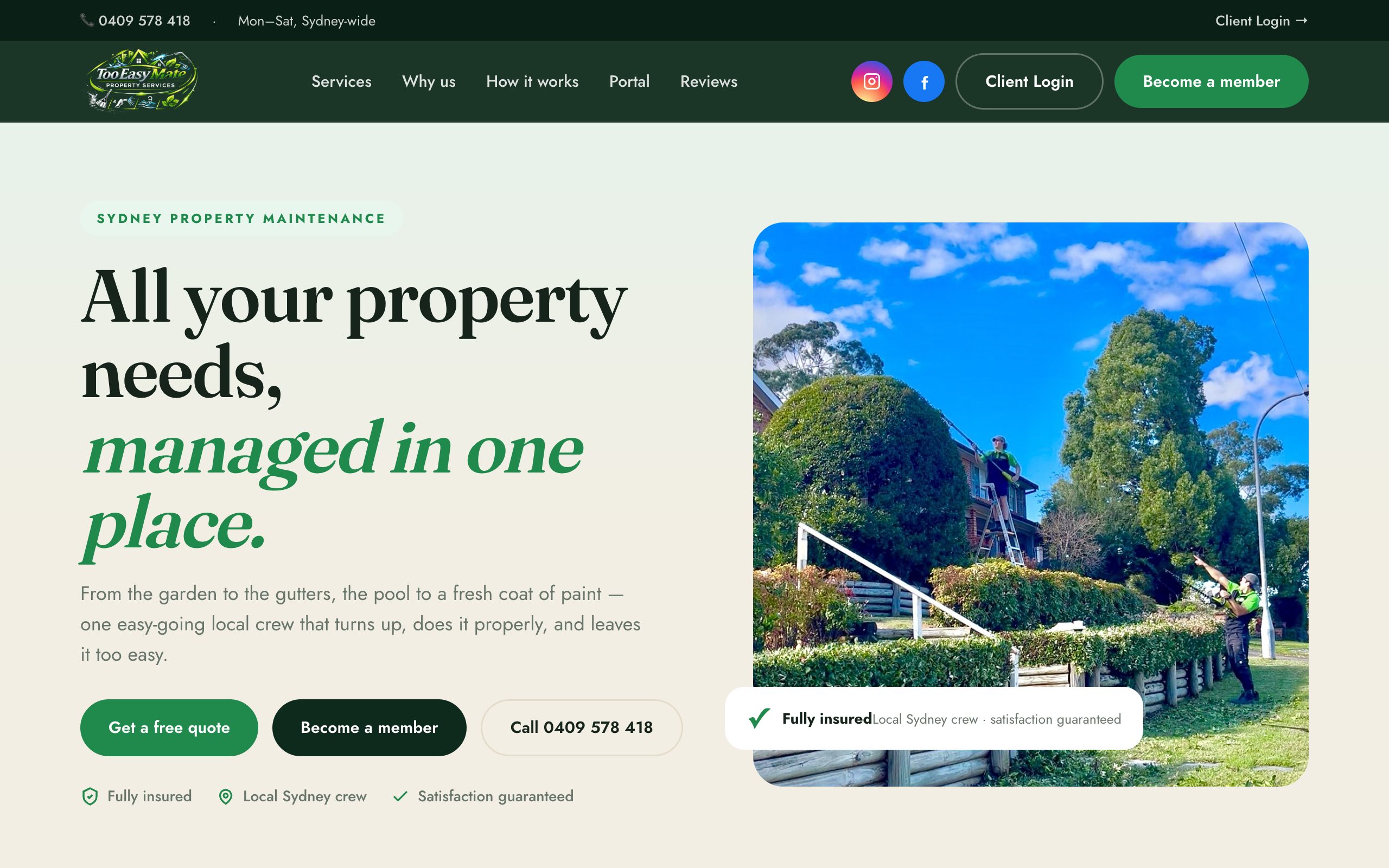 Too Easy Mate — property maintenance site